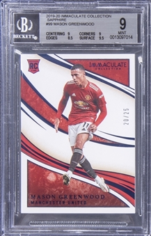 2019-20 Panini Immaculate Collection Sapphire #99 Mason Greenwood Rookie Card (#20/25) - BGS MINT 9